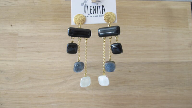 Boucles d'oreilles Managua · Or · noir, gris, blanc