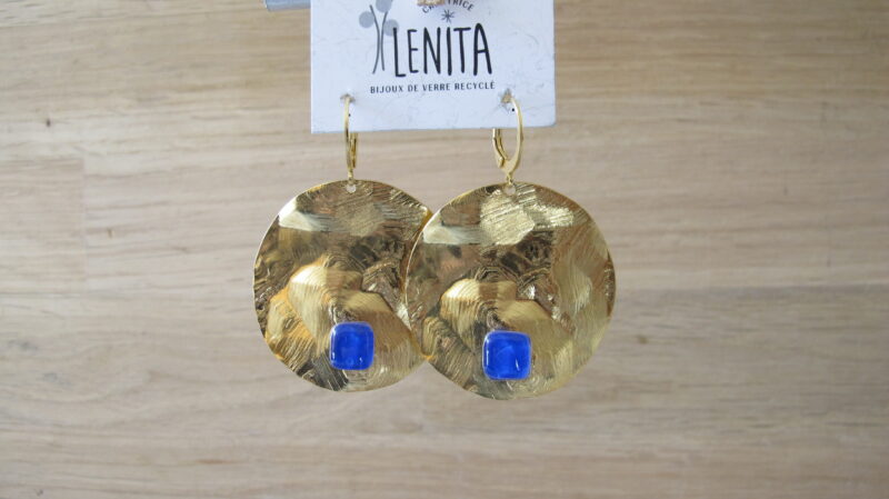 Boucles d'oreilles Fleur · Or · Bleu outremer