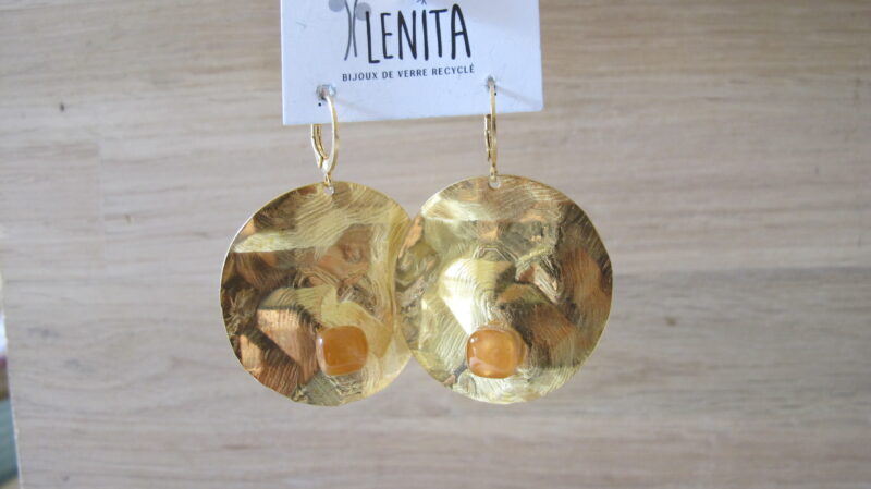 Boucles d'oreilles Fleur · Or · Jaune curry