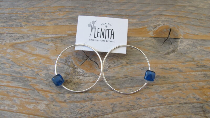 Boucles d'oreilles Alice · Argent · Bleu indigo