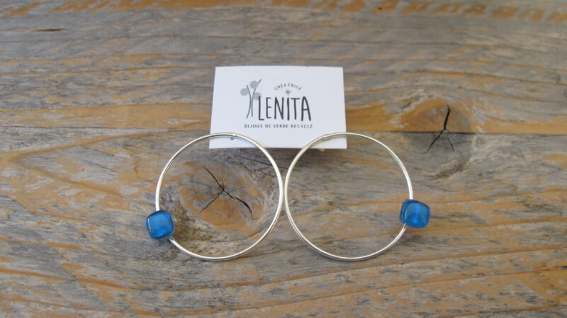 Boucles d'oreilles Alice · Argent · Bleu céladon