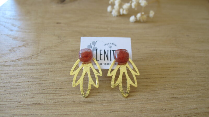 Boucles d'oreilles Alma · Or · Rouge bulle